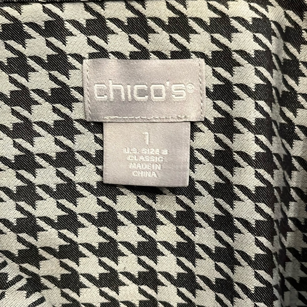 Chicos Button Down Black And Gray Houndstooth 3/4… - image 2